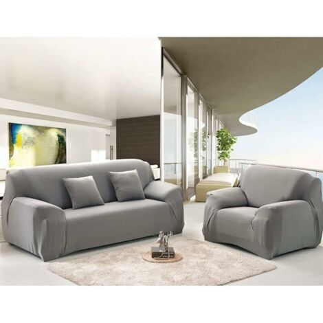 Copridivano elasticizzato a 3 posti, copridivano decorativo estensibile (grigio chiaro, 3 posti: 185-230 cm)