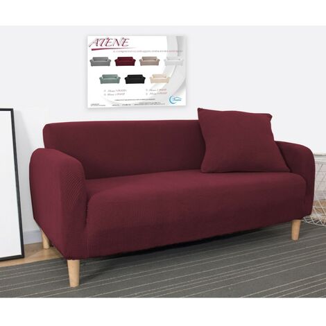 COPRIDIVANO elasticizzato ATENE universale BORDEAUX bielastico 4 POSTI cm. 200 - 260