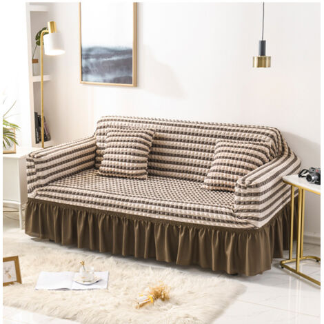 Copridivano elasticizzato, copridivano con motivo a reticolo a bolle 3D, elegante copridivano elasticizzato, copridivano resistente, protezione per mobili, 1 posto, 90-140 cm, marrone