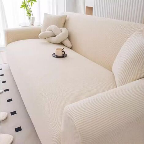 Copridivano elasticizzato in jacquard, fodera protettiva elastica, a prova di animali domestici, per tutte le stagioni, antiscivolo, copriletto moderno per divano (beige, 3 posti/190-220 cm)