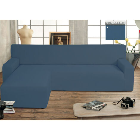 Copridivano Genius Con Penisola Chaise Longue Modello Swing Colore Blu Sugar, misuraDestracoloreBlu Sugar