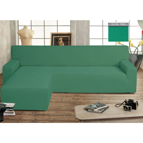 Copridivano Genius Con Penisola Chaise Longue Modello Swing Colore Verde Oliva, misuraSinistracoloreOliva