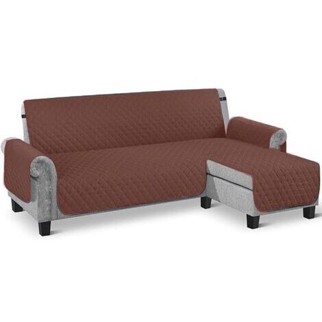 Copridivano impermeabile e antiscivolo, ideale per famiglie con animali domestici, colore caffè, larghezza 239 cm, lunghezza 150 cm.