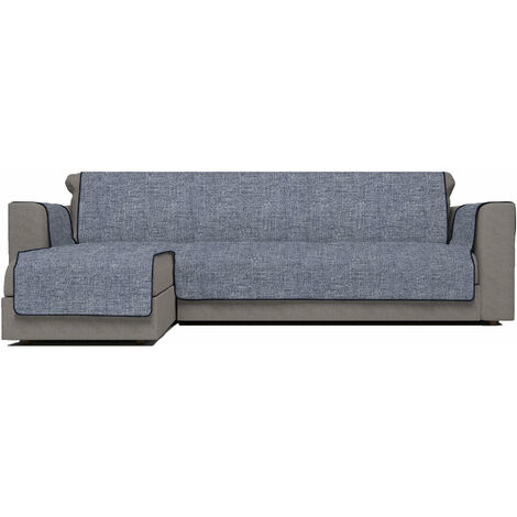 Copridivano in Poliestere con Penisola Sinistra Seduta 290 cm Blu Scuro