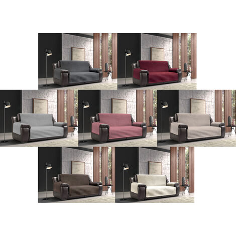 Copridivano/poltrona Imbottito Trapuntato Antimacchia Sof&agrave Cover Impermeabile, misura3 PosticoloreMarrone-Beige