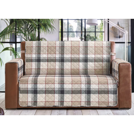 Copridivano Trapuntato Antimacchia Imbottito Quadri Beige Modello Galles, misura3 PosticoloreGalles