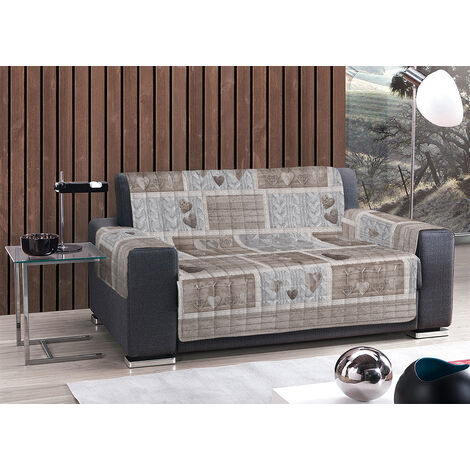 Copridivano Trapuntato Disegno Shabby Love, misura2 PosticoloreBeige