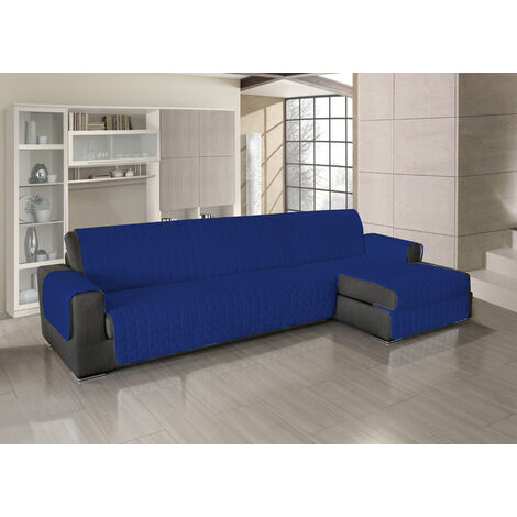 Copridivano Trapuntato Per Divani Con Penisola In Tinta Unita Colore Blu Notte, misura280-285 cmcoloreBlu Notte