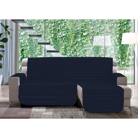 Copridivano Trapuntato Per Divani Con Penisola Modello Simpaty Colore Blu, misura240 cmcoloreBlu