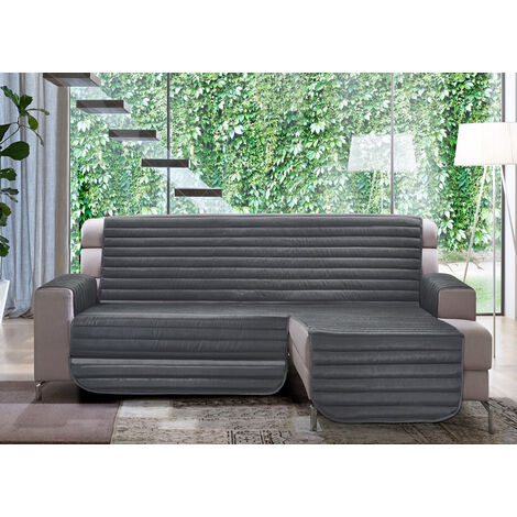 Copridivano Trapuntato Per Divani Con Penisola Modello Simpaty Colore Grigio, misura240 cmcoloreGrigio