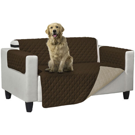 Copridivano Trapuntato Queen Antimacchia Double Face Marrone-Crema, misura3 PosticoloreMarrone-Crema