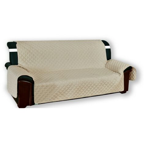 Copridivano Trapuntato Vivy Beige Ecrù - Proteggi Divano con Braccioli - Poliestere Lavabile, Antiscivolo 1 POSTO seduta cm. 60