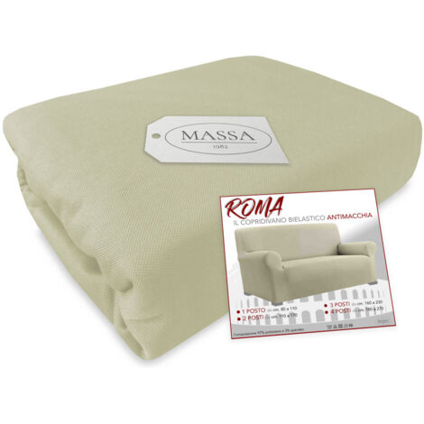 COPRIDIVANO Universale elasticizzato ROMA antimacchia BEIGE 4 POSTI da cm. 180 a 270