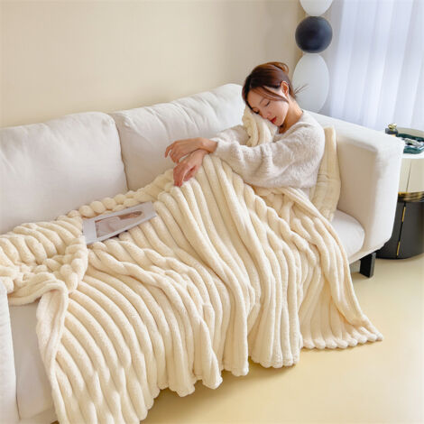 Copriletto a righe per divano, copriletto jacquard super morbido, leggero e soffice per tutte le stagioni, 200x150 cm
