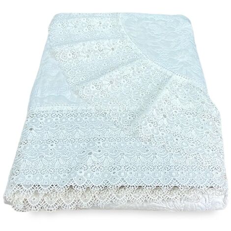 COPRILETTO con Pizzo Alto MACRAMÈ Panna MATRIMONIALE Idea SPOSA