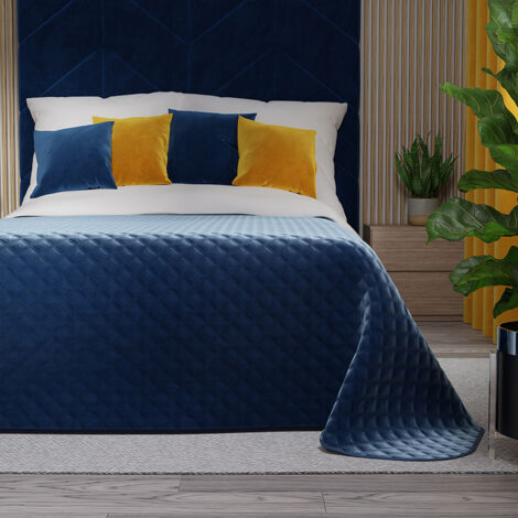 Copriletto decorativo VELVI Blu Navy Elegance 170x210cm - Comfort vellutato nella tua camera da letto