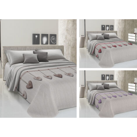 Copriletto Piquet Primavera Estate 100% Cotone Disegno Cuore Appeso, misuraSingolocoloreRosso