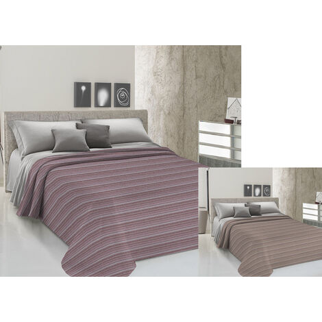 Copriletto Piquet Primavera Estate 100% Cotone Disegno Righe Zig Zag, misuraMatrimonialecoloreBeige