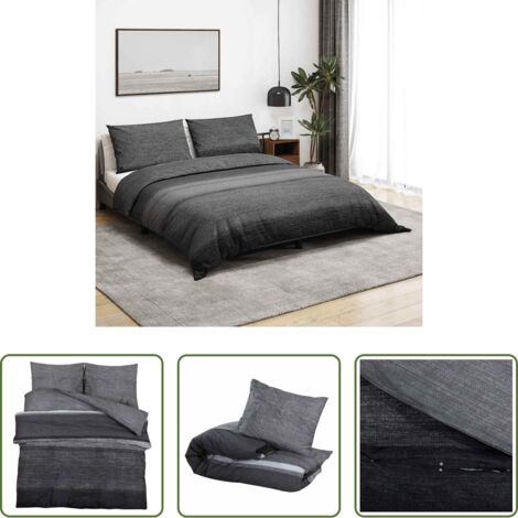 Copriletto -  Set Copripiumino Grigio Scuro 200x220 cm in Cotone
