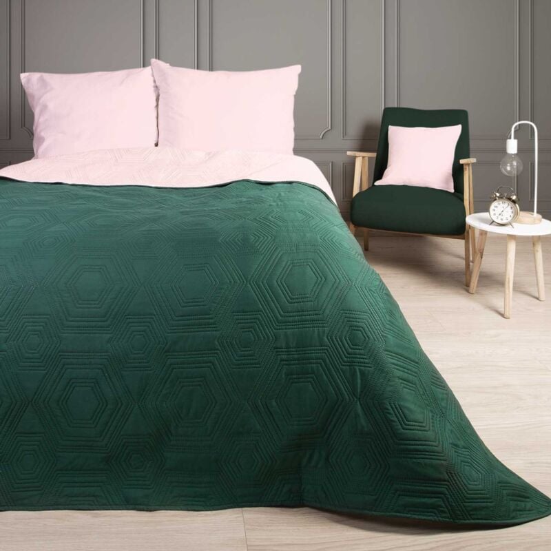 Copriletto TARA/verde+rosa chiaro/200x220