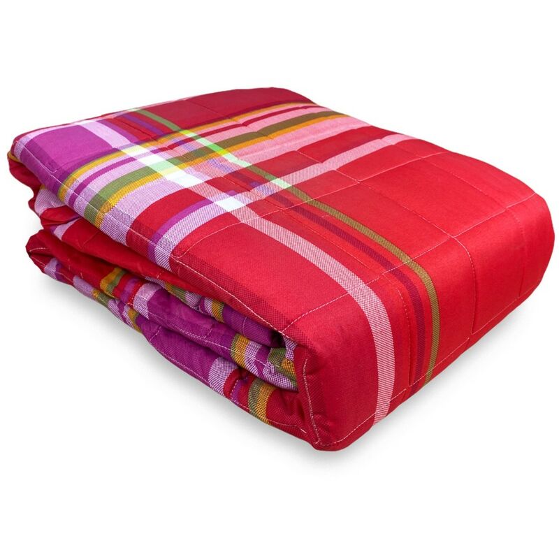 Copriletto Trapuntato Spring Scozzese Rosso E Fucsia 2 Piazze