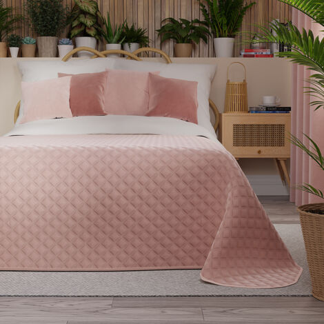 Copriletto trapuntato VELVI - Delicato Rosa Cipria - 170x210 cm