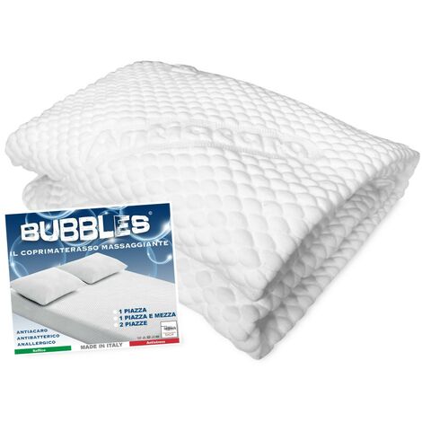 Coprimaterasso Bubbles Massaggiante Antiacaro Anallergico - Poliestere Bielastico con Angoli Elasticizzati - Made in Italy 1 PIAZZA