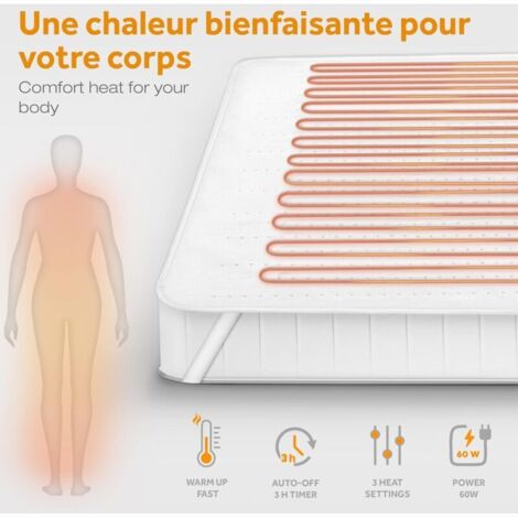 Coprimaterasso elettrico riscaldante 150x80 cm con spegnimento automatico, coperta termica, riscaldatore per materasso regolabile con 3 livelli di temperatura