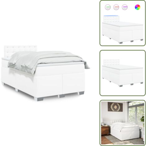 Coprimaterasso lavabile - vidaXL Giroletto a Molle con Materasso Bianco 120x190 cm in Similpelle - Similpelle