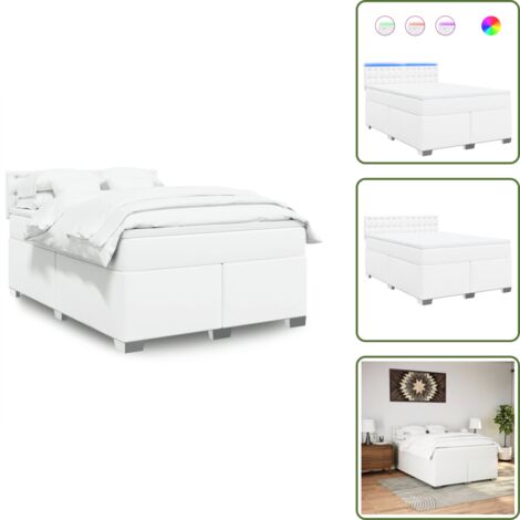 Coprimaterasso lavabile - vidaXL Giroletto a Molle con Materasso Bianco 160x200 cm in Similpelle - Similpelle