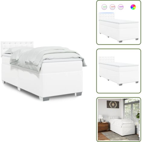 Coprimaterasso lavabile - vidaXL Giroletto a Molle con Materasso Bianco 90x200 cm in Similpelle - Similpelle