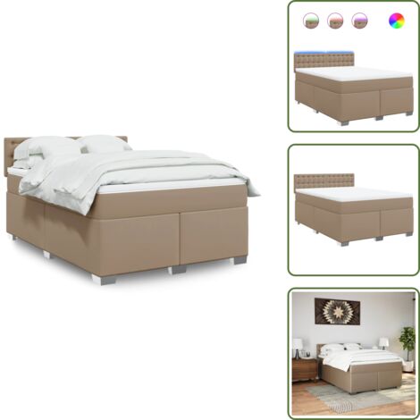 Coprimaterasso lavabile - vidaXL Giroletto a Molle con Materasso Cappuccino 140x190cm Similpelle - Similpelle