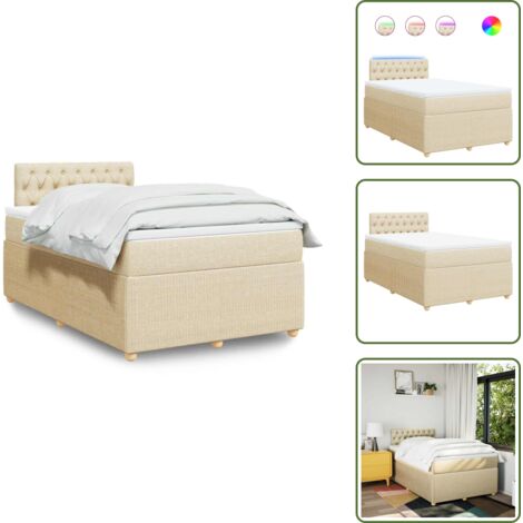 Coprimaterasso lavabile - vidaXL Giroletto a Molle con Materasso Crema 120x190 cm in Tessuto - Letto con testiera