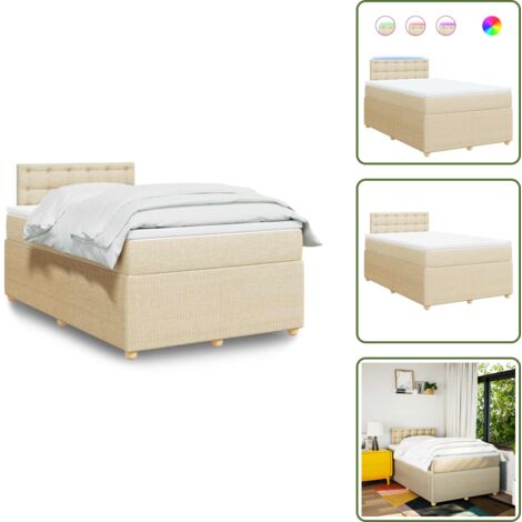 Coprimaterasso lavabile - vidaXL Giroletto a Molle con Materasso Crema 120x190 cm in Tessuto - Letto con testiera