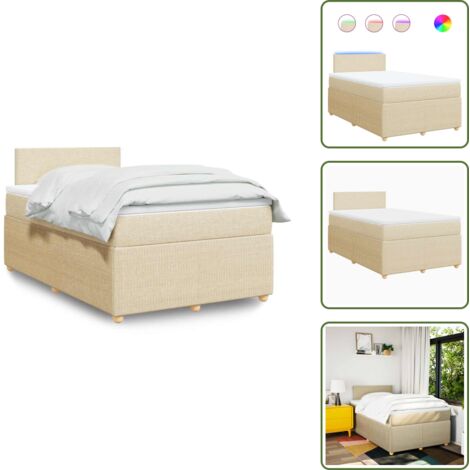 Coprimaterasso lavabile - vidaXL Giroletto a Molle con Materasso Crema 120x190 cm in Tessuto - Letto con testiera
