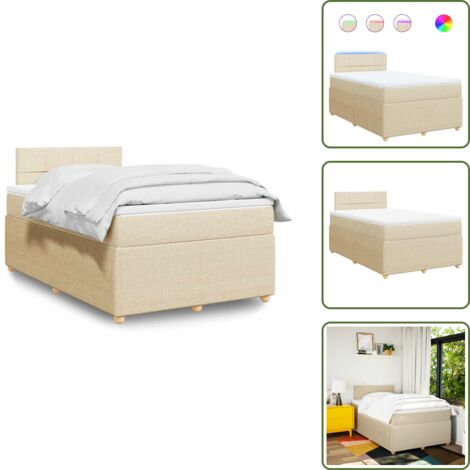 Coprimaterasso lavabile - vidaXL Giroletto a Molle con Materasso Crema 120x190 cm in Tessuto - Letto con testiera