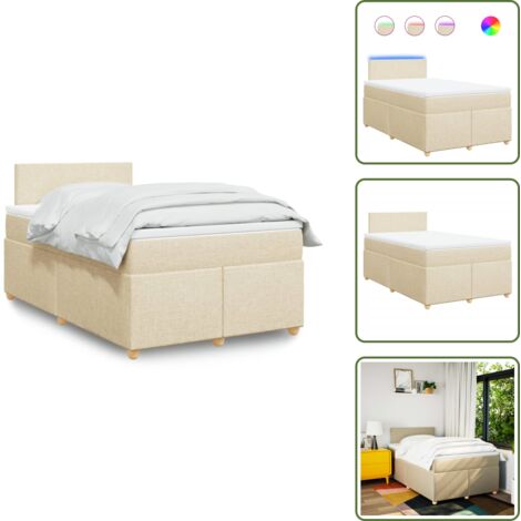 Coprimaterasso lavabile - vidaXL Giroletto a Molle con Materasso Crema 120x200 cm in Tessuto - Letto con testiera