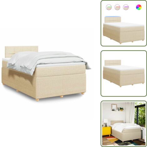 Coprimaterasso lavabile - vidaXL Giroletto a Molle con Materasso Crema 120x200 cm in Tessuto - Letto con testiera