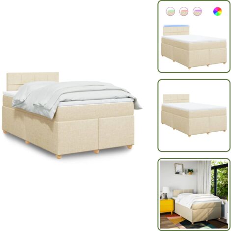 Coprimaterasso lavabile - vidaXL Giroletto a Molle con Materasso Crema 120x200 cm in Tessuto - Letto con testiera