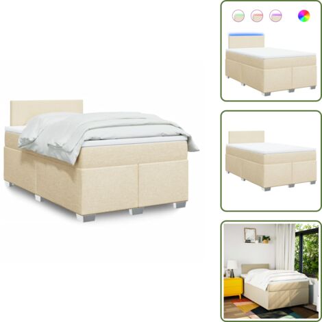 Coprimaterasso lavabile - vidaXL Giroletto a Molle con Materasso Crema 120x200 cm in Tessuto - Letto con testiera