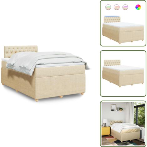 Coprimaterasso lavabile - vidaXL Giroletto a Molle con Materasso Crema 120x200 cm in Tessuto - Letto con testiera