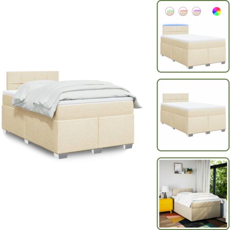 Coprimaterasso lavabile - vidaXL Giroletto a Molle con Materasso Crema 120x200 cm in Tessuto - Letto con testiera