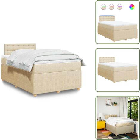Coprimaterasso lavabile - vidaXL Giroletto a Molle con Materasso Crema 120x200 cm in Tessuto - Letto con testiera