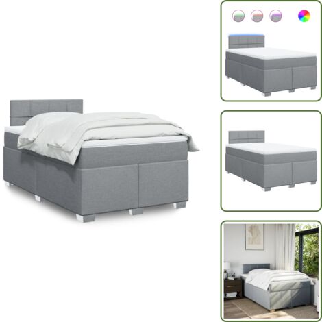 Coprimaterasso lavabile - vidaXL Giroletto a Molle con Materasso Grigio Chiaro 120x200cm Tessuto - Letto con testiera