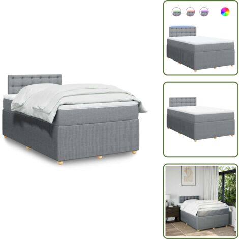 Coprimaterasso lavabile - vidaXL Giroletto a Molle con Materasso Grigio Chiaro 120x200cm Tessuto - Letto con testiera