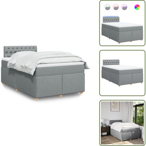 Coprimaterasso lavabile - vidaXL Giroletto a Molle con Materasso Grigio Chiaro 120x200cm Tessuto - Letto con testiera