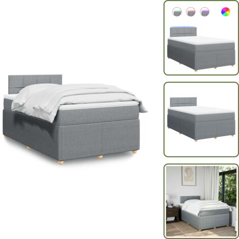 Coprimaterasso lavabile - vidaXL Giroletto a Molle con Materasso Grigio Chiaro 120x200cm Tessuto - Letto con testiera