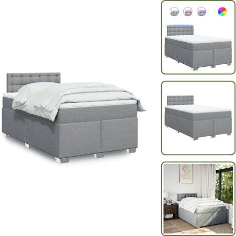 Coprimaterasso lavabile - vidaXL Giroletto a Molle con Materasso Grigio Chiaro 120x200cm Tessuto - Letto con testiera