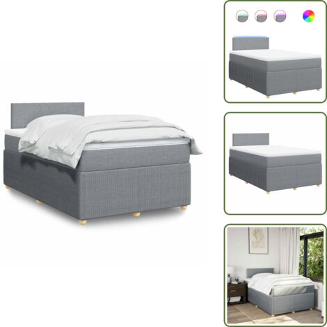 Coprimaterasso lavabile - vidaXL Giroletto a Molle con Materasso Grigio Chiaro 120x200cm Tessuto - Letto con testiera