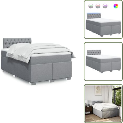 Coprimaterasso lavabile - vidaXL Giroletto a Molle con Materasso Grigio Chiaro 120x200cm Tessuto - Letto con testiera